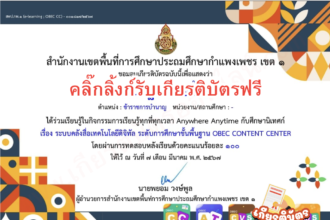 เกียรติบัตรออนไลน์ฟรี แพลตฟอร์มOBEC Content Center การเรียนรู้ KPT1 CONNECTION Center แบบทดสอบหลังเรียน 2567