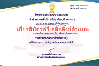 เกียรติบัตรออนไลน์ฟรี ทำแบบทดสอบ 2567 จิตวิทยาสำหรับวัยรุ่น วัดหนองจอก