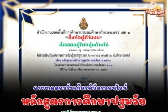 เกียรติบัตรออนไลน์ฟรี แบบทดสอบ กิจกรรมการเรียนรู้ทุกที่ทุกเวลากับศึกษานิเทศก์ หลักสูตรการศึกษาปฐมวัย 