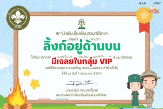 เกียรติบัตรออนไลน์ฟรี 2567 ครู นักเรียน นักศึกษา ทำแบบทดสอบ กิจกรรมส่งเสริมการอ่าน วันสถาปนาลูกเสือแห่งชาติ สวนศรีวิทยา