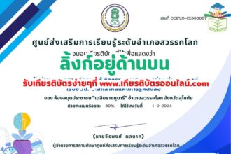 เกียรติบัตรออนไลน์ฟรี 2567 สำหรับ นักเรียนมัธยม ครู นักศึกษา วันที่ระลึกสากลแห่งการรู้หนังสือ ห้องสมุดประชาชนอำเภอสวรรคโลก 