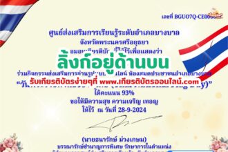 เกียรติบัตรออนไลน์ฟรี เรื่อง ความเป็นมาของธงชาติไทย บางบาล 2567