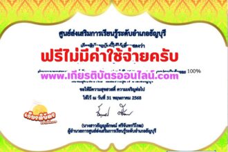 เกียรติบัตรออนไลน์ฟรี 2568 ทำแบบทดสอบออนไลน์รับเกียรติบัตรฟรี วันงดสูบบุหรี่โลก อำเภอธัญบุรี