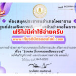 เกียรติบัตรฟรี แบบทดสอบออนไลน์ กิจกรรมส่งเสริมการอ่านออนไลน์ ผ่านการตอบคำถาม เรื่อง Stroke โรคหลอดเลือดสมอง สกร.โพธาราม 2568