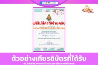 เกียรติบัตรฟรี แบบทดสอบออนไลน์ วัดระดับความรู้ภาษาอังกฤษ การพัฒนาสมรรถนะภาษาอังกฤษ (English Camp for Primary School Teacher) สำนักงานเขตพื้นที่การศึกษาประถมศึกษาราชบุรี เขต 1 2568